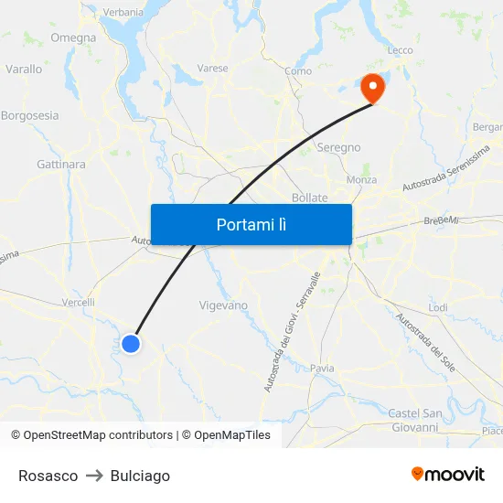 Rosasco to Bulciago map