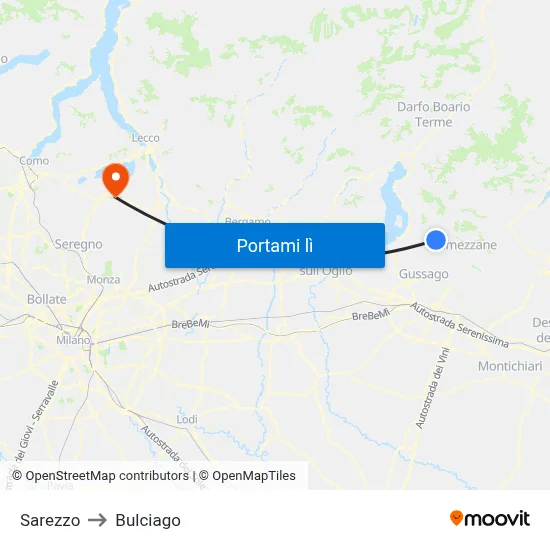 Sarezzo to Bulciago map