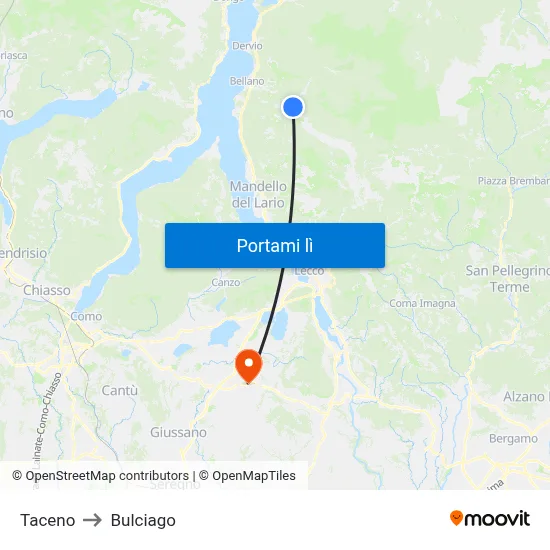 Taceno to Bulciago map