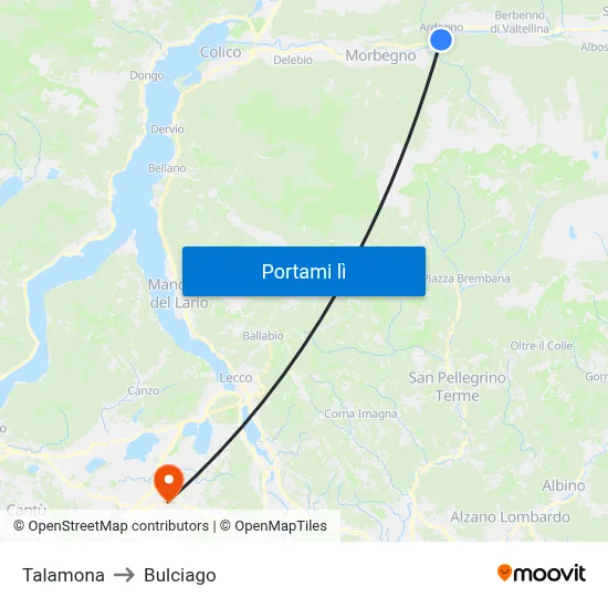 Talamona to Bulciago map