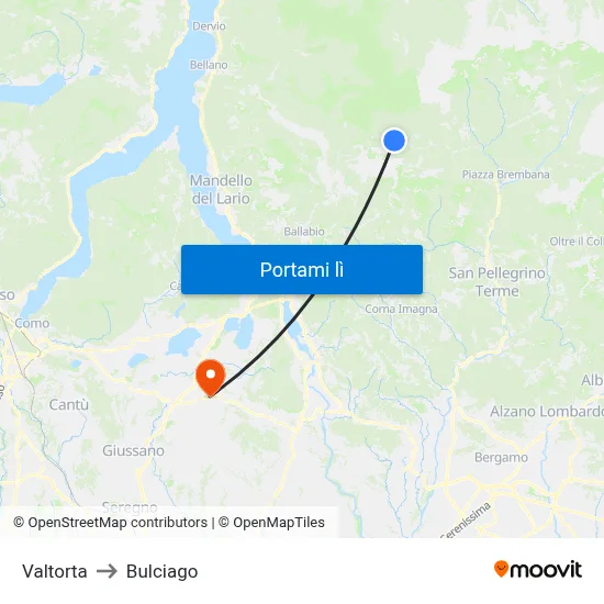 Valtorta to Bulciago map