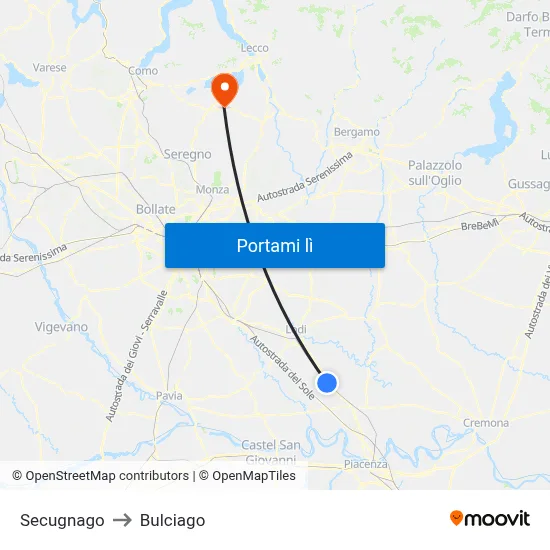 Secugnago to Bulciago map