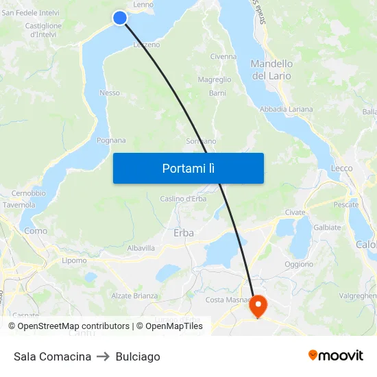 Sala Comacina to Bulciago map