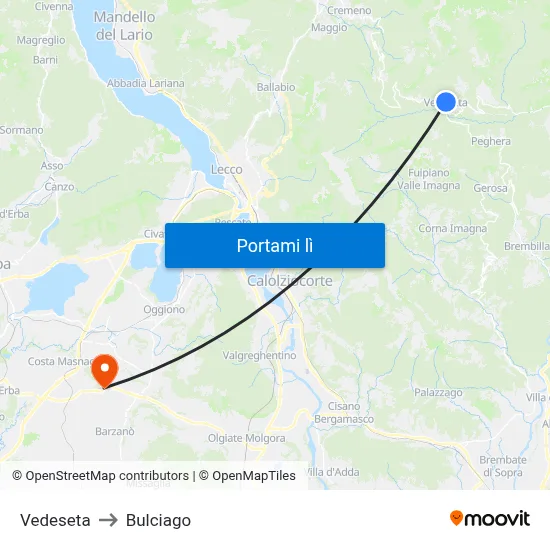 Vedeseta to Bulciago map