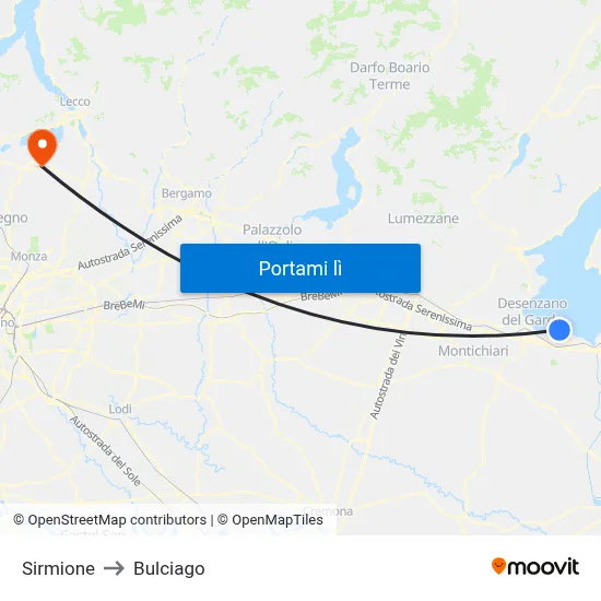 Sirmione to Bulciago map