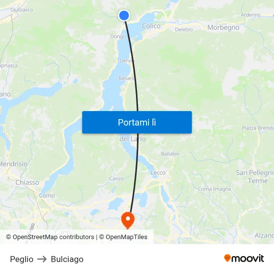 Peglio to Bulciago map