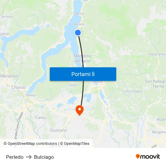 Perledo to Bulciago map
