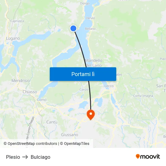 Plesio to Bulciago map