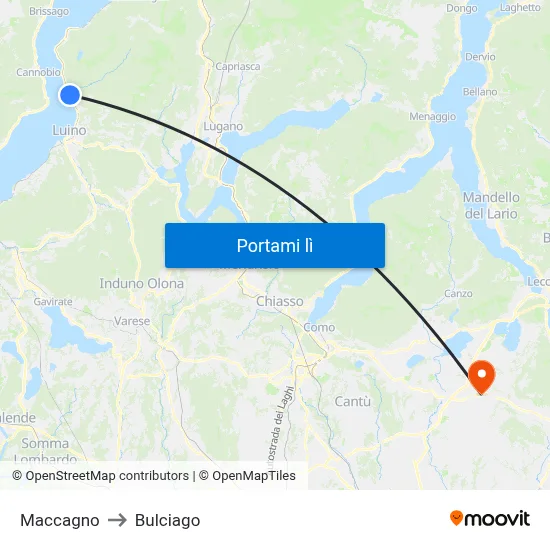 Maccagno to Bulciago map