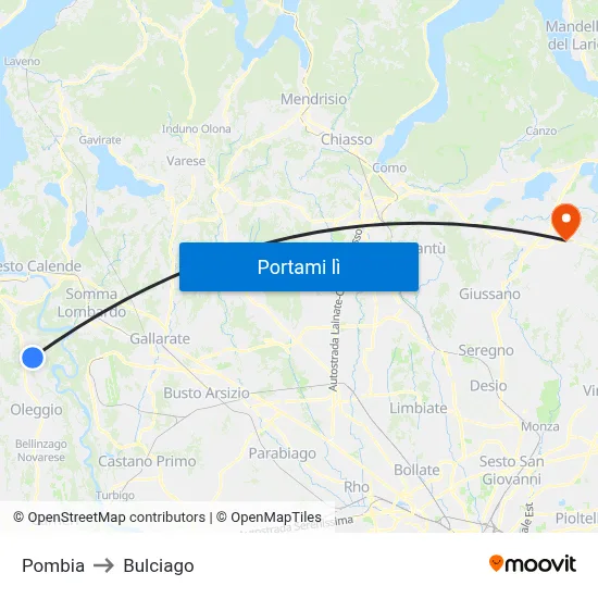 Pombia to Bulciago map