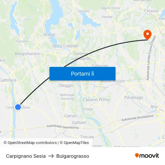 Carpignano Sesia to Bulgarograsso map