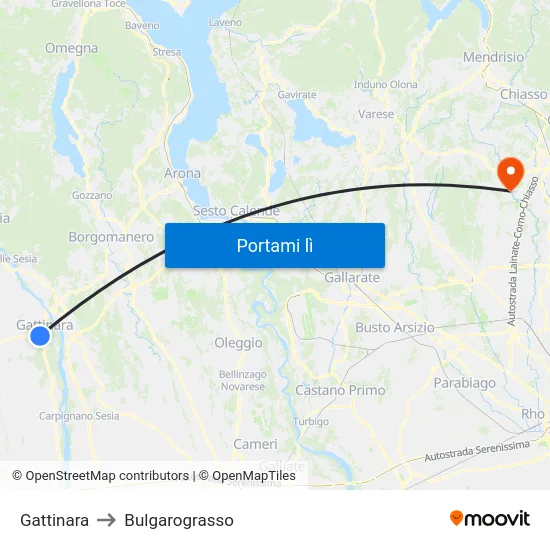 Gattinara to Bulgarograsso map