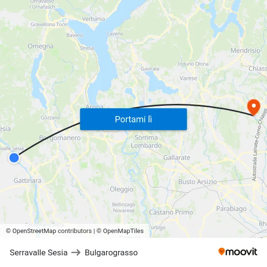 Serravalle Sesia to Bulgarograsso map