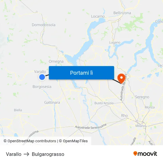 Varallo to Bulgarograsso map