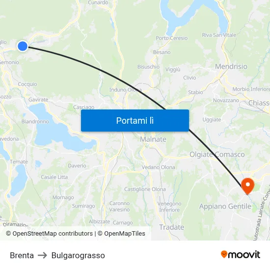 Brenta to Bulgarograsso map