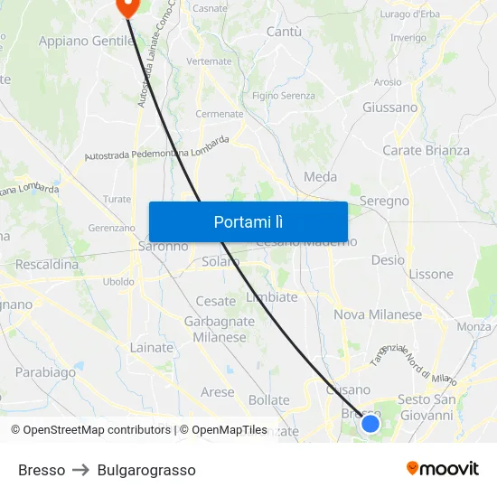 Bresso to Bulgarograsso map