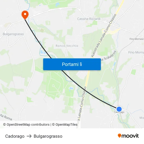 Cadorago to Bulgarograsso map