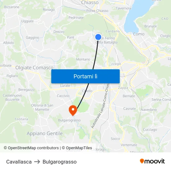 Cavallasca to Bulgarograsso map