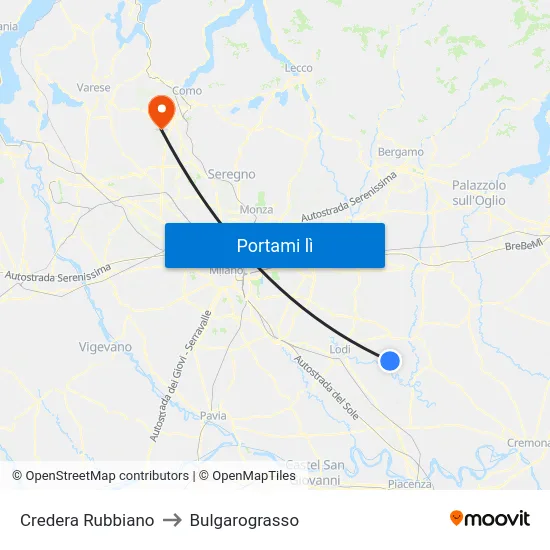 Credera Rubbiano to Bulgarograsso map