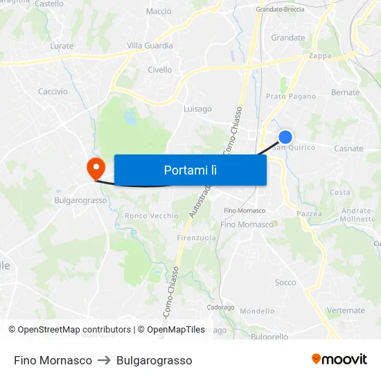Fino Mornasco to Bulgarograsso map