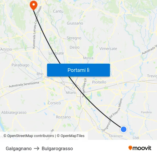 Galgagnano to Bulgarograsso map