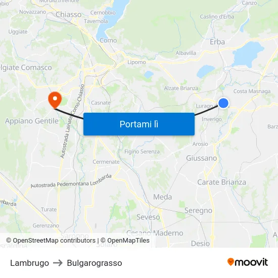 Lambrugo to Bulgarograsso map