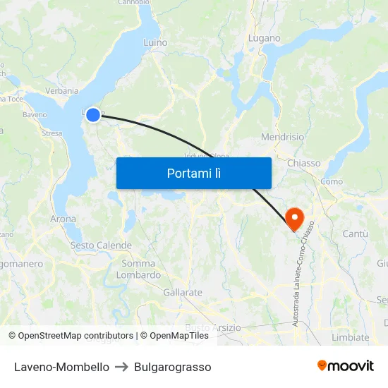 Laveno-Mombello to Bulgarograsso map