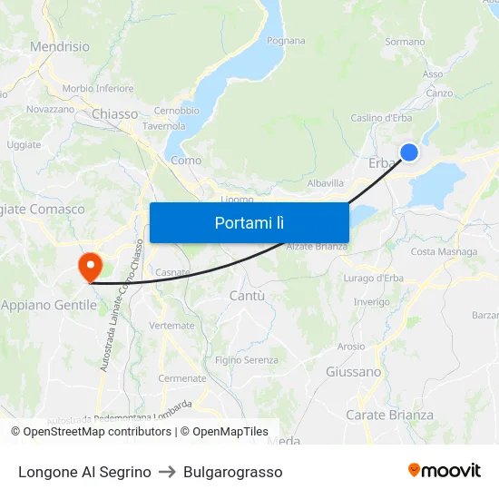 Longone Al Segrino to Bulgarograsso map