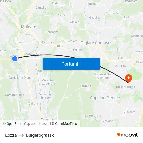 Lozza to Bulgarograsso map