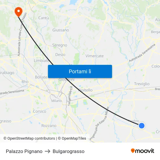 Palazzo Pignano to Bulgarograsso map