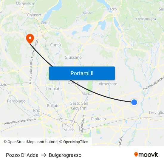 Pozzo D' Adda to Bulgarograsso map