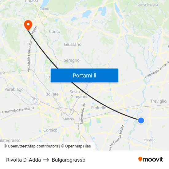 Rivolta D' Adda to Bulgarograsso map