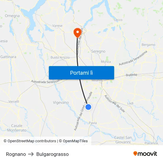 Rognano to Bulgarograsso map