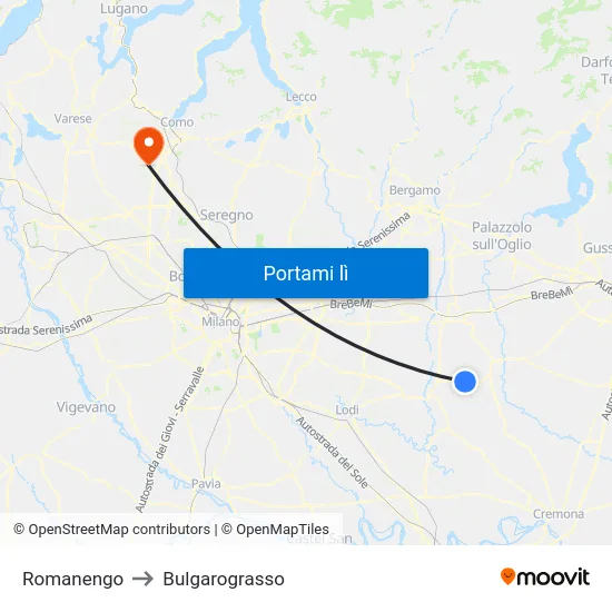 Romanengo to Bulgarograsso map