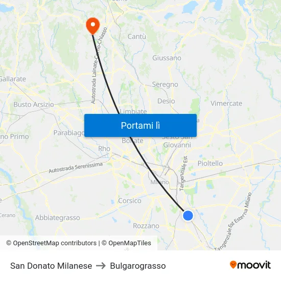 San Donato Milanese to Bulgarograsso map
