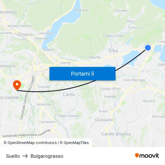 Suello to Bulgarograsso map