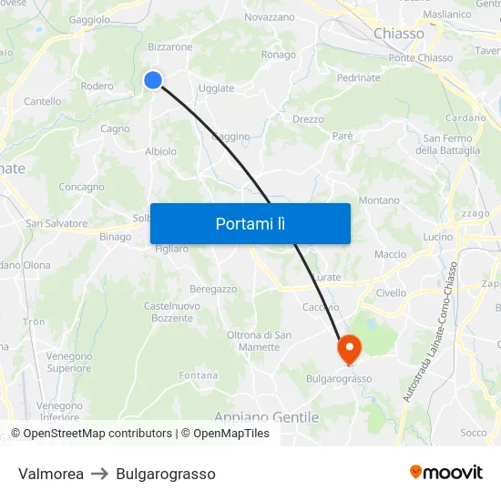 Valmorea to Bulgarograsso map