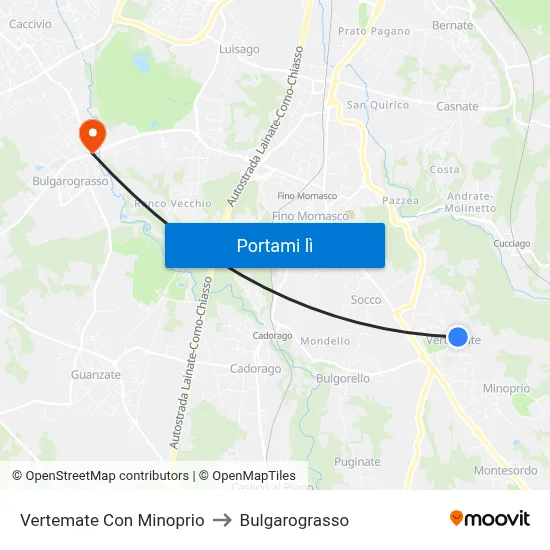 Vertemate Con Minoprio to Bulgarograsso map