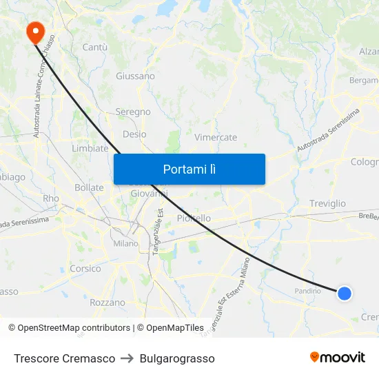 Trescore Cremasco to Bulgarograsso map