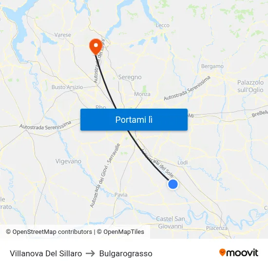 Villanova Del Sillaro to Bulgarograsso map