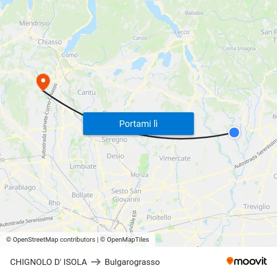 CHIGNOLO D' ISOLA to Bulgarograsso map