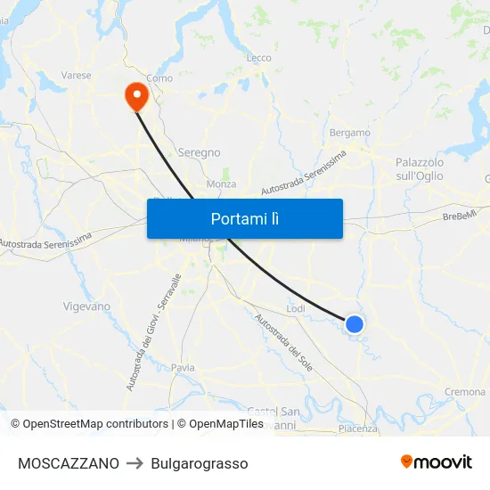 MOSCAZZANO to Bulgarograsso map