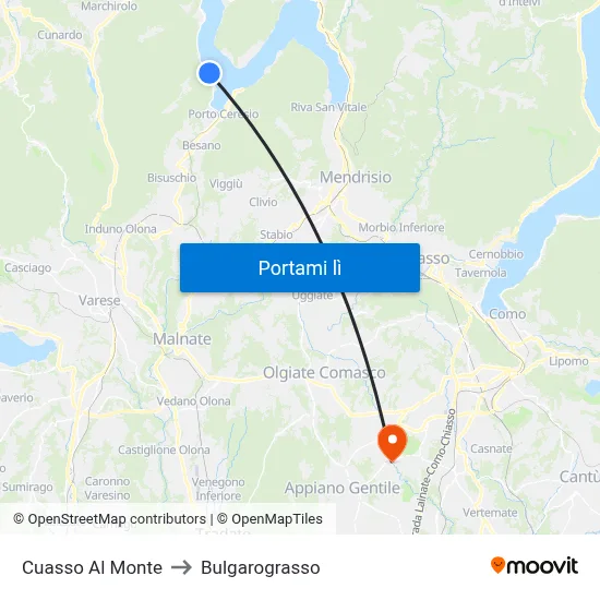 Cuasso Al Monte to Bulgarograsso map