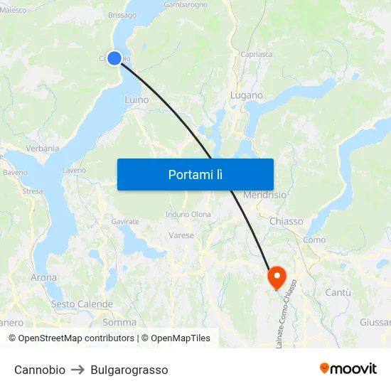 Cannobio to Bulgarograsso map