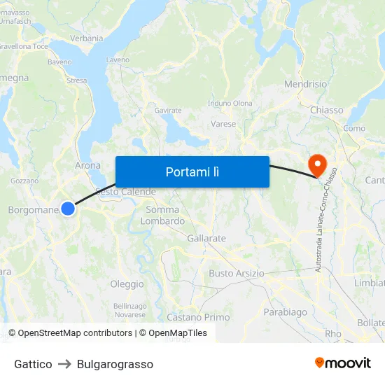 Gattico to Bulgarograsso map