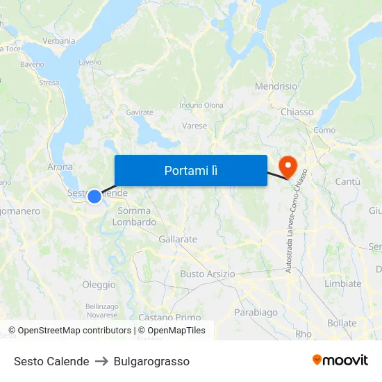 Sesto Calende to Bulgarograsso map