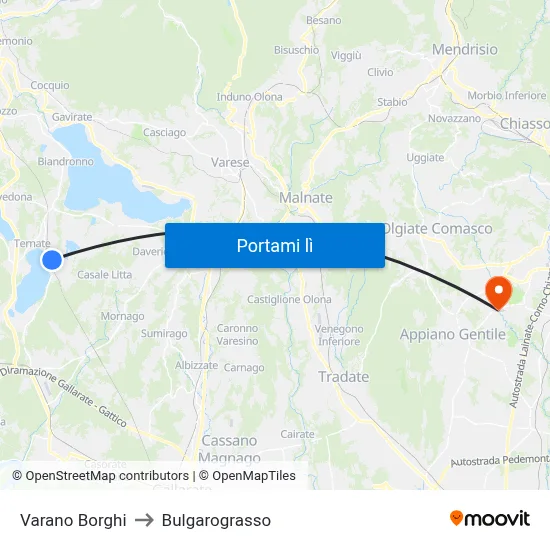 Varano Borghi to Bulgarograsso map