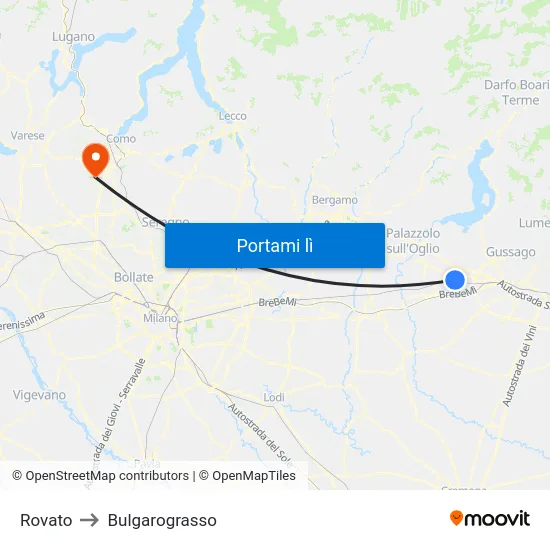 Rovato to Bulgarograsso map