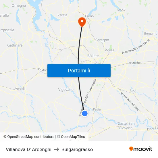 Villanova D' Ardenghi to Bulgarograsso map