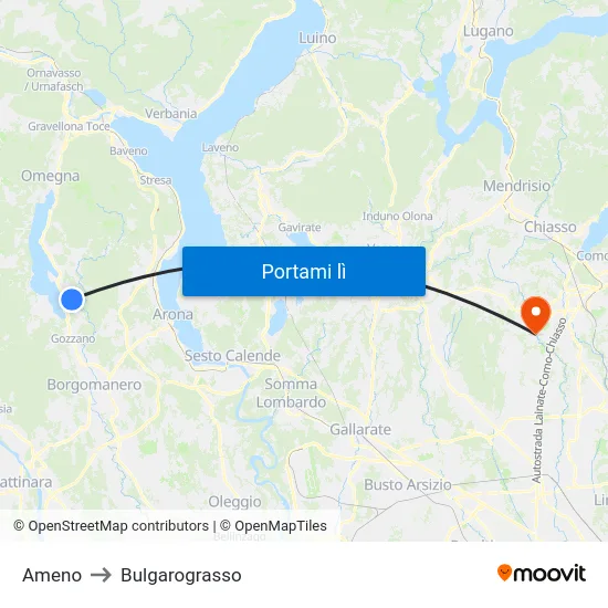 Ameno to Bulgarograsso map